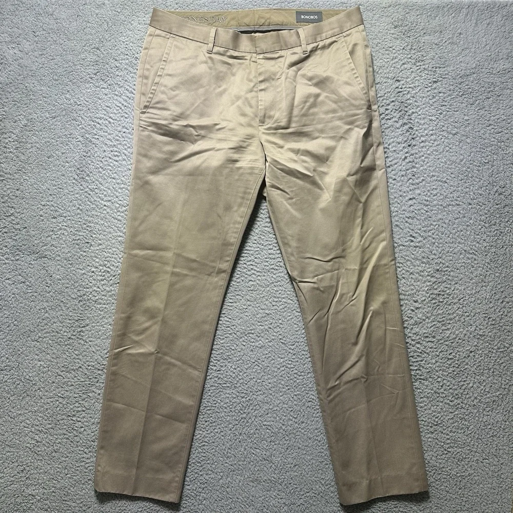 Bonobos‎ Pants Men's Size 33 x 32 Wednesday Slim Straight Beige Preppy Casual
